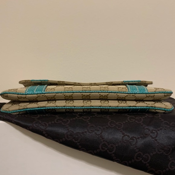 Gucci Canvas/Leather Flap Satchel Limited Turqu - Picture 6 of 12
